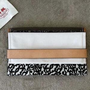 Coach Bleecker Color Block Leather/ Mix Media Clutch Bag